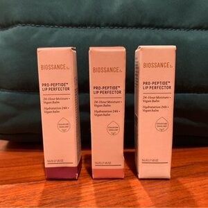 New 3x Biossance Pro-Peptide Lip Perfector Vegan Balm Sample Set
